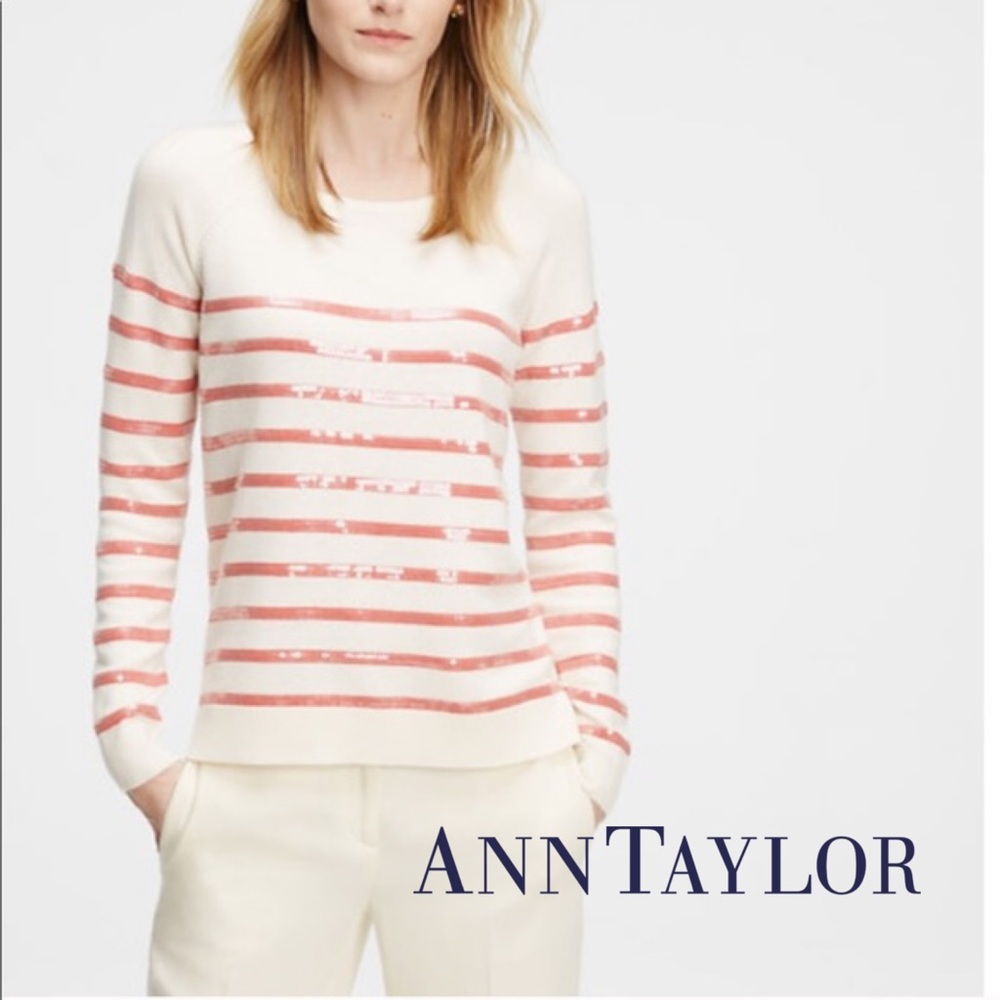Ann Taylor Petite Sequin Stripe Sweater